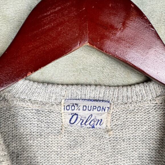 VTG 60s Knit Sweater Vest Mens M Gray V Neck Plain True Vintage Orlon Pullover - Picture 6 of 8